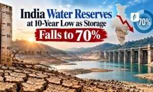 India Water Reserves at 10-Year Low as Storage Falls to 70%